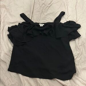 J. Crew Black Ruffled Off-the-Shoulder Blouse
